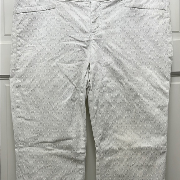 Lilly Pulitzer Crispy White Textured Cotton Blend Skinny Pants - Size 10 - Picture 7 of 14